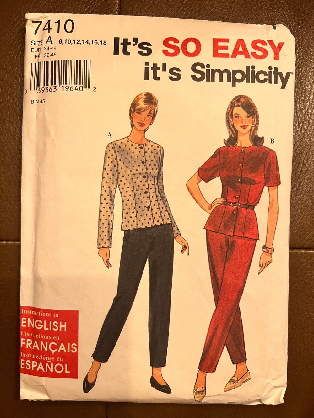 Vintage Simplicity 7410 Jacket Cropped Pants Pattern Size 8-18 Uncut 1990s